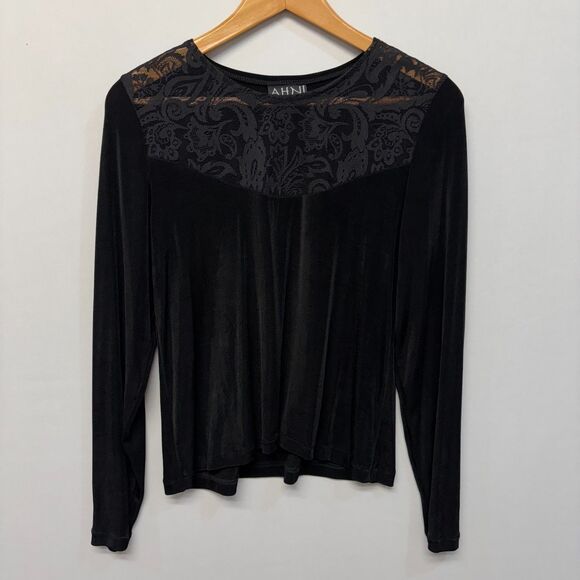 AHNI Women Long Sleeve Blouse Top Shirt Size 1 Acetate Blend C056 -20 - Picture 1 of 16